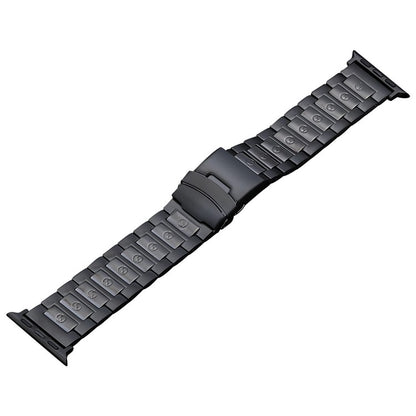 For Apple Watch Series 3 42mm Safety Buckle Titanium Steel Watch Band(Black) by buy2fix