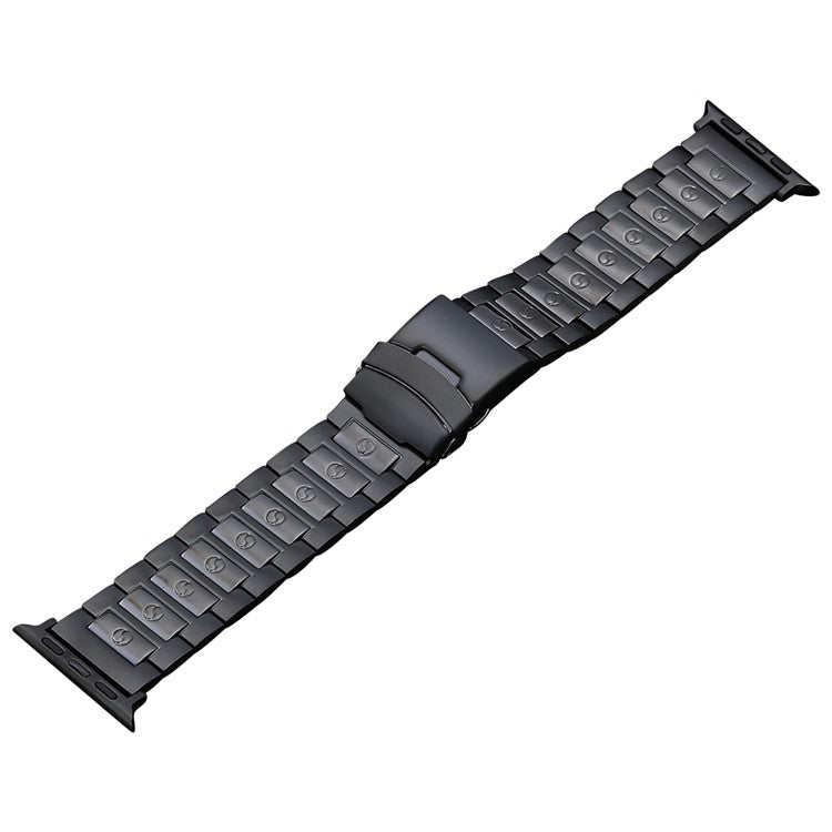 For Apple Watch Series 2 38mm Safety Buckle Titanium Steel Watch Band(Black) by buy2fix