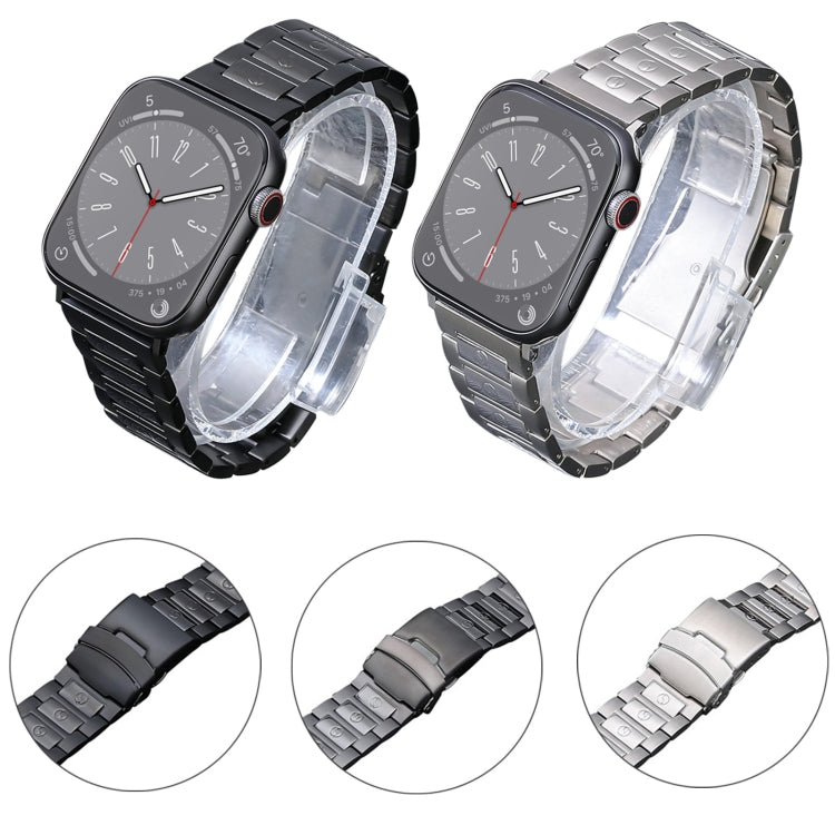 For Apple Watch Series 3 42mm Safety Buckle Titanium Steel Watch Band(Black) by buy2fix