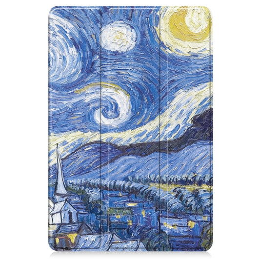 For Xiaomi Redmi Pad SE Custer Painted 3-Fold Holder Smart Leather Tablet Case(Starry Sky) - More Tablet Cases by buy2fix | Online Shopping UK | buy2fix