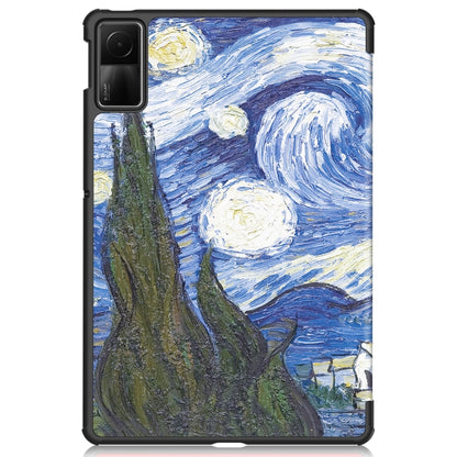 For Xiaomi Redmi Pad SE Custer Painted 3-Fold Holder Smart Leather Tablet Case(Starry Sky) - More Tablet Cases by buy2fix | Online Shopping UK | buy2fix