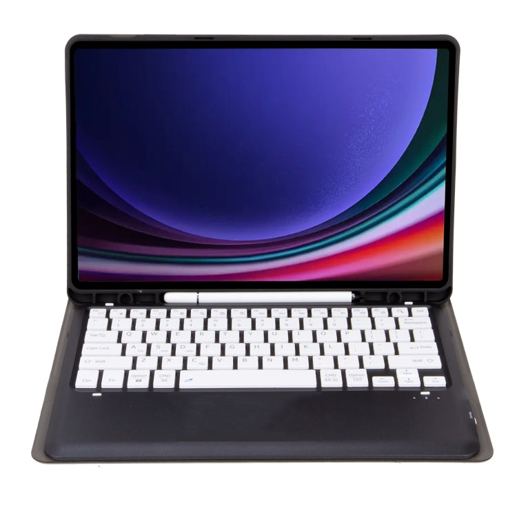 For Samsung Galaxy Tab S9+ / S9 FE+ A810B Pen Slot Detachable Bluetooth Keyboard Leather Tablet Case(Black+White) - Samsung Keyboard by buy2fix | Online Shopping UK | buy2fix