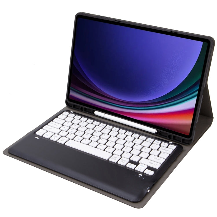 For Samsung Galaxy Tab S9+ / S9 FE+ A810B Pen Slot Detachable Bluetooth Keyboard Leather Tablet Case(Black+White) - Samsung Keyboard by buy2fix | Online Shopping UK | buy2fix