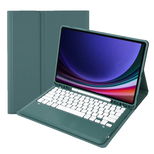 For Samsung Galaxy Tab S9+ / S9 FE+ A810B Pen Slot Detachable Bluetooth Keyboard Leather Tablet Case(Dark Green) - Samsung Keyboard by buy2fix | Online Shopping UK | buy2fix