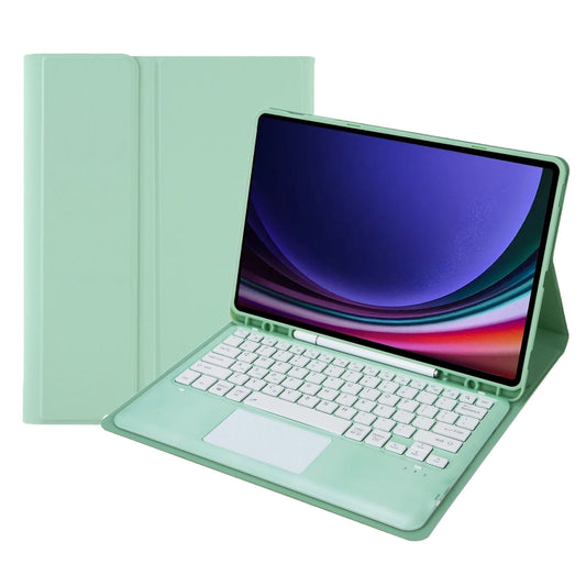 For Samsung Galaxy Tab S9+ / S9 FE+ A810B-A Touch Pad Detachable Bluetooth Keyboard Leather Tablet Case(Mint Green) - Samsung Keyboard by buy2fix | Online Shopping UK | buy2fix