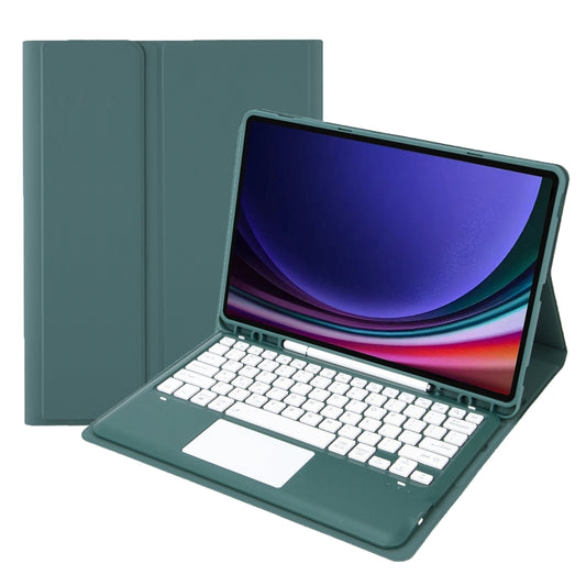 For Samsung Galaxy Tab S9+ / S9 FE+ A810B-A Touch Pad Detachable Bluetooth Keyboard Leather Tablet Case(Dark Green) - Samsung Keyboard by buy2fix | Online Shopping UK | buy2fix