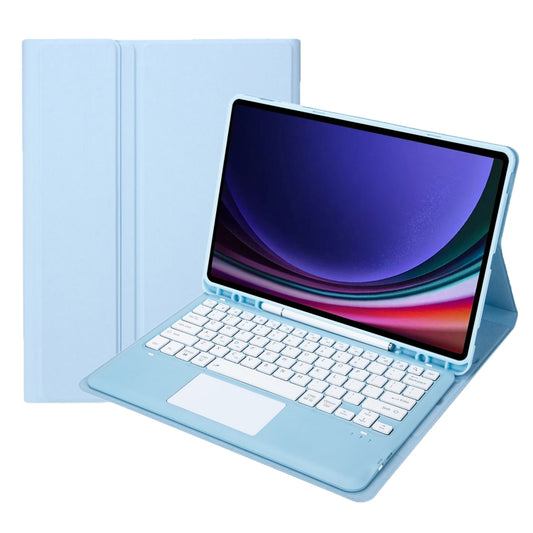 For Samsung Galaxy Tab S9+ / S9 FE+ A810B-A Touch Pad Detachable Bluetooth Keyboard Leather Tablet Case(Sky Blue) - Samsung Keyboard by buy2fix | Online Shopping UK | buy2fix