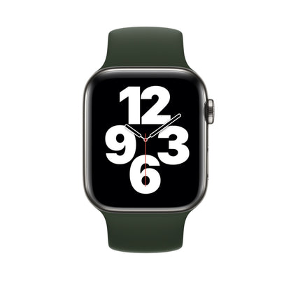 For Apple Watch Series 9&8&7 41mm / SE 3&SE 2&6&SE&5&4 40mm / 3&2&1 38mm Solid Color Elastic Silicone Watch Band, Size:M 143mm (Dark Green) by buy2fix