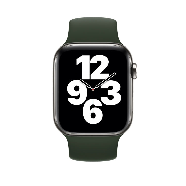 For Apple Watch Ultra 49mm&Watch Ultra 2 49mm / Series 9&8&7 45mm / SE 3&SE 2&6&SE&5&4 44mm / 3&2&1 42mm Solid Color Elastic Silicone Watch Band, Size:L 156mm (Dark Green) by buy2fix