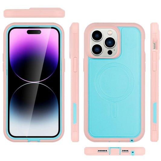For iPhone 15 Pro Defender Series XT MagSafe Magnetic PC + TPU Shockproof Phone Case(Turquoise+Pink) - iPhone 15 Pro Cases by buy2fix | Online Shopping UK | buy2fix