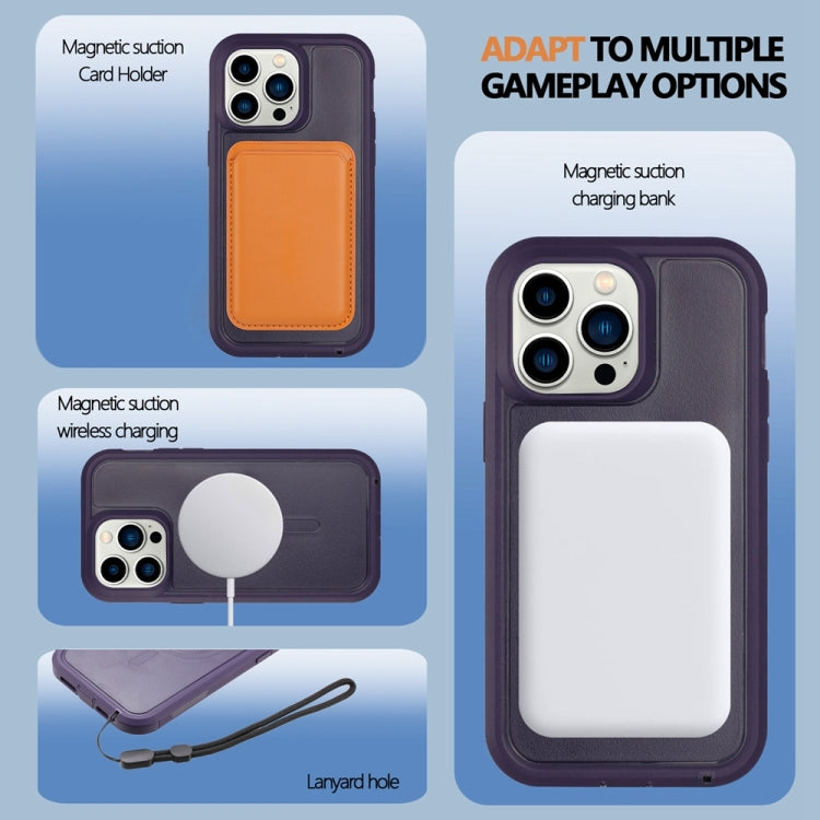 For iPhone 14 Defender Series XT MagSafe Magnetic PC + TPU Shockproof Phone Case(Dark Purple) by buy2fix