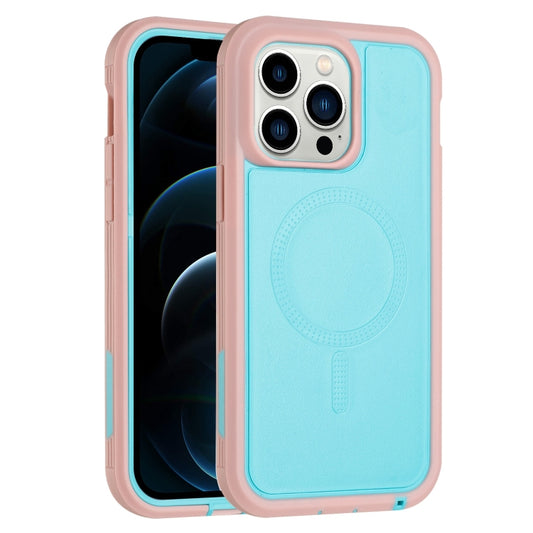 For iPhone 12 Pro Max Defender Series XT MagSafe Magnetic PC + TPU Shockproof Phone Case(Turquoise+Pink) - iPhone 12 Pro Max Cases by buy2fix | Online Shopping UK | buy2fix