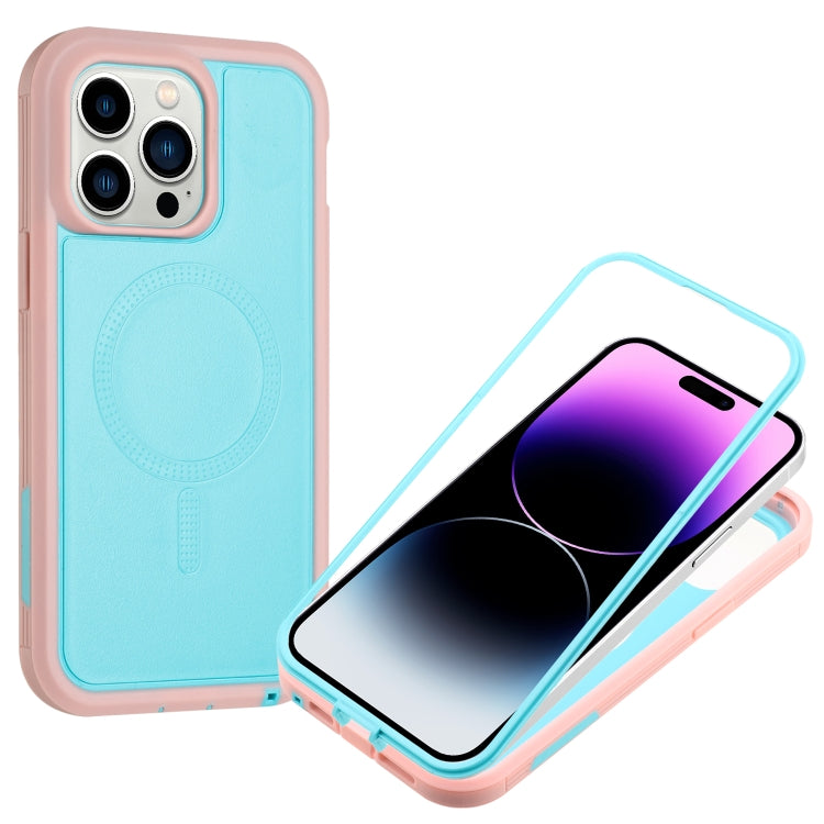 For iPhone 12 Pro Max Defender Series XT MagSafe Magnetic PC + TPU Shockproof Phone Case(Turquoise+Pink) - iPhone 12 Pro Max Cases by buy2fix | Online Shopping UK | buy2fix