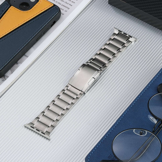 For Apple Watch Series 3 42mm Five Beads Turtle Buckle Titanium Steel Watch Band(Silver) by buy2fix