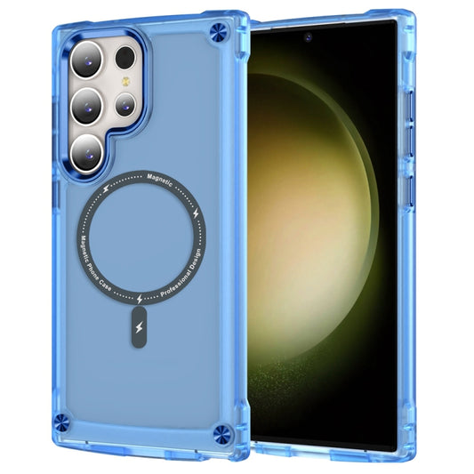 For Samsung Galaxy S22 Ultra 5G Skin Feel TPU + PC MagSafe Magnetic Phone Case(Transparent Blue) - Galaxy S22 Ultra 5G Cases by buy2fix | Online Shopping UK | buy2fix
