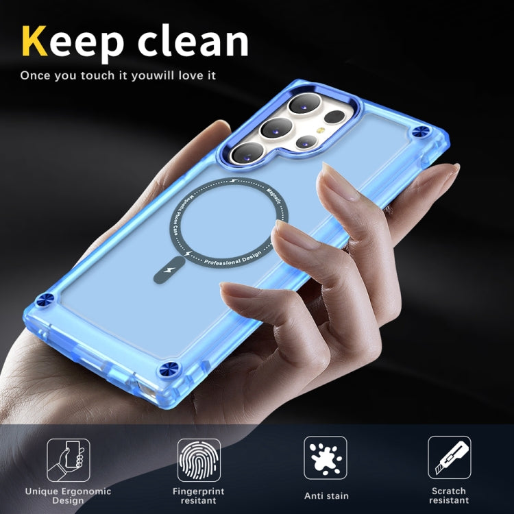 For Samsung Galaxy S22 Ultra 5G Skin Feel TPU + PC MagSafe Magnetic Phone Case(Transparent Blue) - Galaxy S22 Ultra 5G Cases by buy2fix | Online Shopping UK | buy2fix