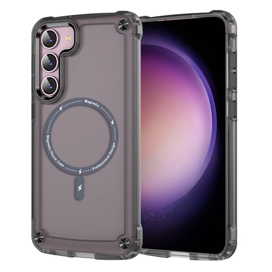 For Samsung Galaxy S22+ 5G Skin Feel TPU + PC MagSafe Magnetic Phone Case(Transparent Black) - Galaxy S22+ 5G Cases by buy2fix | Online Shopping UK | buy2fix
