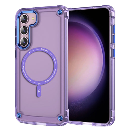 For Samsung Galaxy S22 5G Skin Feel TPU + PC MagSafe Magnetic Phone Case(Transparent Purple) - Galaxy S22 5G Cases by buy2fix | Online Shopping UK | buy2fix