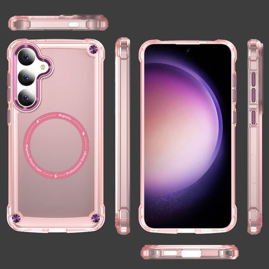 For Samsung Galaxy S24 5G Skin Feel TPU + PC MagSafe Magnetic Phone Case(Transparent Pink) - Galaxy S24 5G Cases by buy2fix | Online Shopping UK | buy2fix