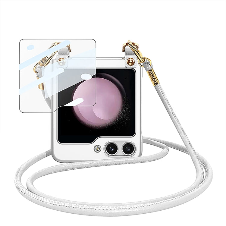 For Samsung Galaxy Z Flip5 GKK Cross-body Ultra-thin PC Phone Case with Strap(Silver) by GKK