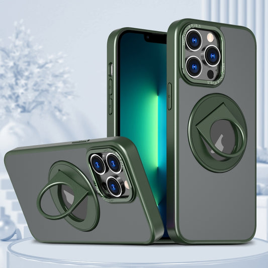 For iPhone 13 Pro Max Rotating Ring Magnetic Holder Phone Case(Green) - iPhone 13 Pro Max Cases by buy2fix | Online Shopping UK | buy2fix