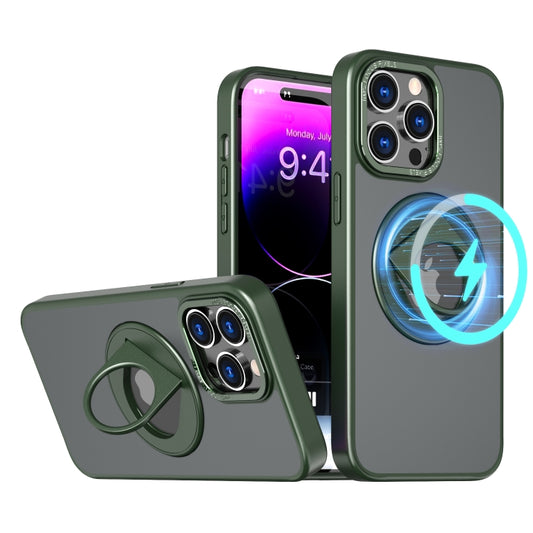 For iPhone 13 Pro Max Rotating Ring Magnetic Holder Phone Case(Green) - iPhone 13 Pro Max Cases by buy2fix | Online Shopping UK | buy2fix
