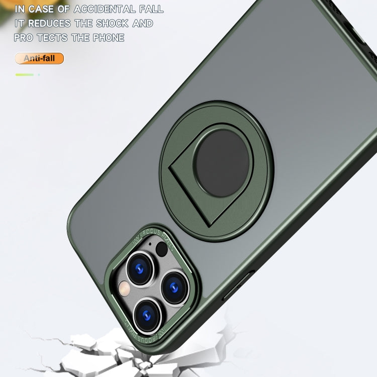 For iPhone 13 Pro Max Rotating Ring Magnetic Holder Phone Case(Green) - iPhone 13 Pro Max Cases by buy2fix | Online Shopping UK | buy2fix