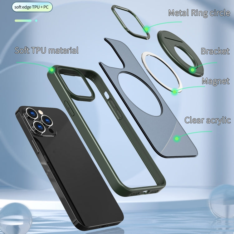 For iPhone 13 Pro Max Rotating Ring Magnetic Holder Phone Case(Green) - iPhone 13 Pro Max Cases by buy2fix | Online Shopping UK | buy2fix