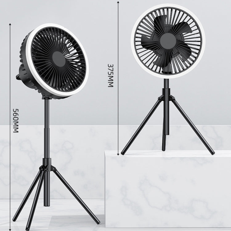 DQ216 10000mAh Outdoor Portable Liftable Swivel Head Camping Fan Tent Hanging Vertical Colorful Light with Remote Control(Black) by buy2fix