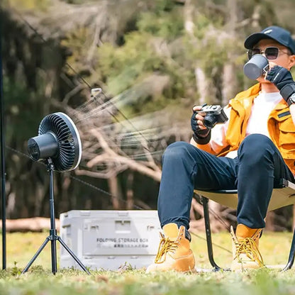 DQ216 10000mAh Outdoor Portable Liftable Swivel Head Camping Fan Tent Hanging Vertical Colorful Light with Remote Control(Black) by buy2fix