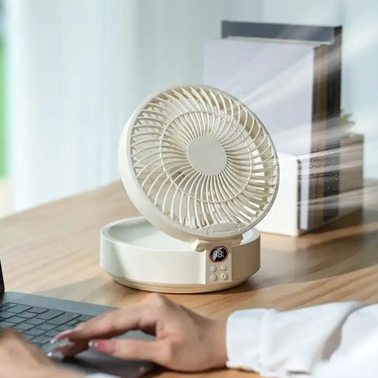 WSK302 4000mAh Swivel Head Wall Mounted Fan with Night Light(Black) by buy2fix