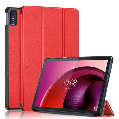 For Lenovo Tab M10 5G 10.6 3-folding Leather Smart Tablet Case(Red) - Lenovo by buy2fix | Online Shopping UK | buy2fix