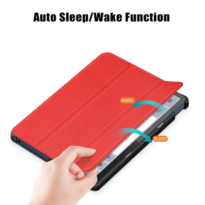 For Lenovo Tab M10 5G 10.6 3-folding Leather Smart Tablet Case(Red) - Lenovo by buy2fix | Online Shopping UK | buy2fix