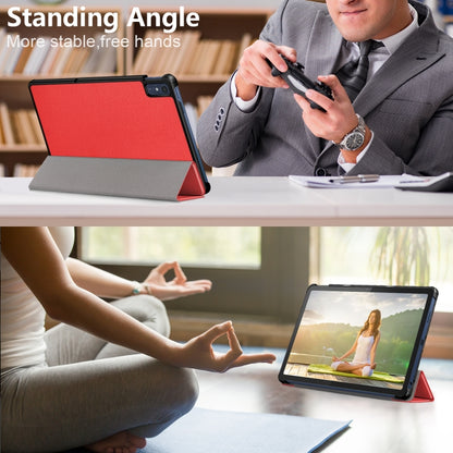For Lenovo Tab M10 5G 10.6 3-folding Leather Smart Tablet Case(Red) - Lenovo by buy2fix | Online Shopping UK | buy2fix