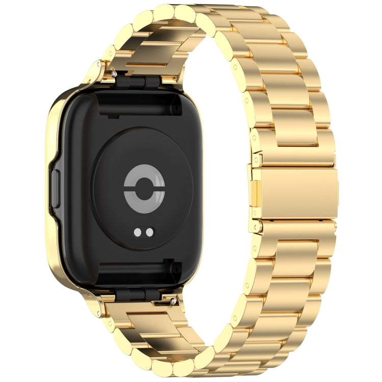 For Redmi Watch 3 Lite / Watch 3 Active 2 in 1 Three-bead Metal Watch Band with Watch Frame(Gold) - Watch Bands by buy2fix | Online Shopping UK | buy2fix
