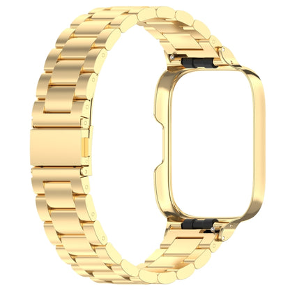 For Redmi Watch 3 Lite / Watch 3 Active 2 in 1 Three-bead Metal Watch Band with Watch Frame(Gold) - Watch Bands by buy2fix | Online Shopping UK | buy2fix