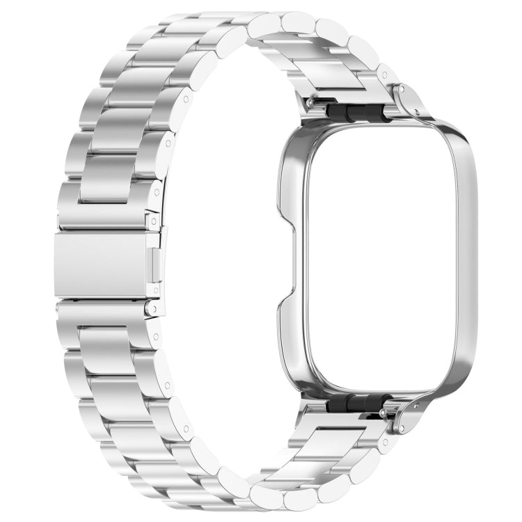 For Redmi Watch 3 Lite / Watch 3 Active 2 in 1 Three-bead Metal Watch Band with Watch Frame(Silver) - Watch Bands by buy2fix | Online Shopping UK | buy2fix