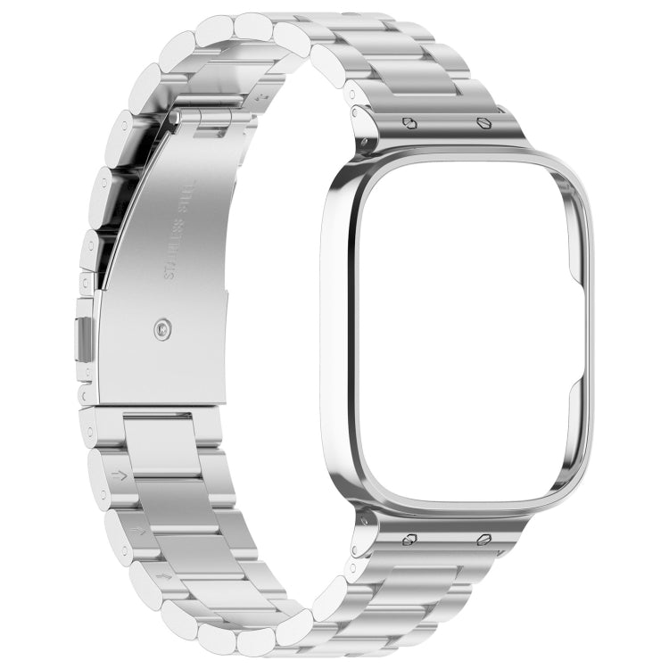 For Redmi Watch 3 Lite / Watch 3 Active 2 in 1 Three-bead Metal Watch Band with Watch Frame(Silver) - Watch Bands by buy2fix | Online Shopping UK | buy2fix