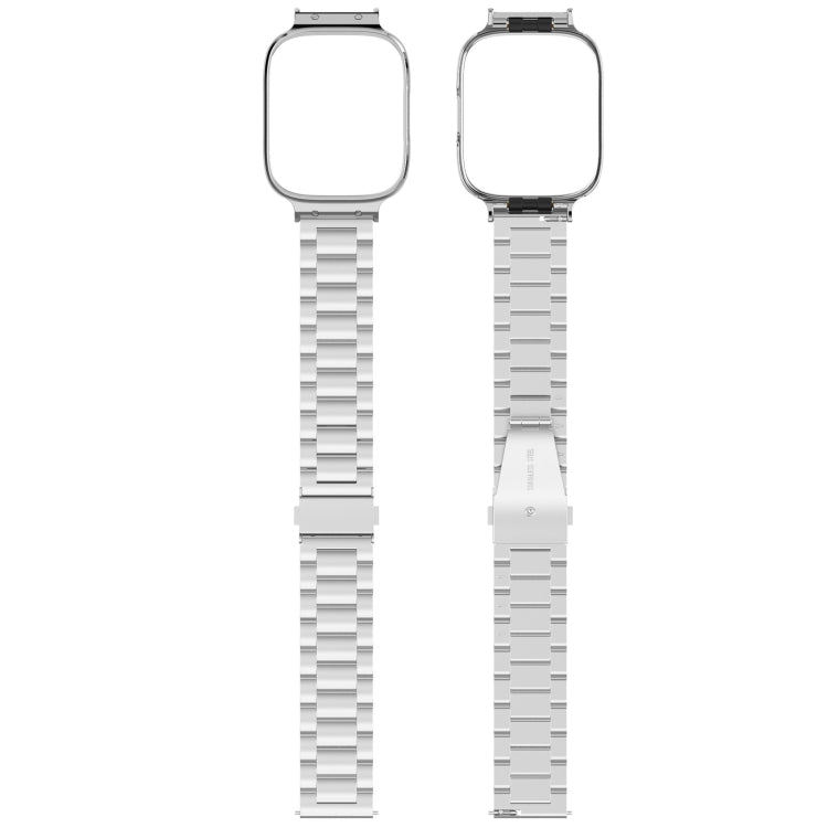 For Redmi Watch 3 Lite / Watch 3 Active 2 in 1 Three-bead Metal Watch Band with Watch Frame(Silver) - Watch Bands by buy2fix | Online Shopping UK | buy2fix