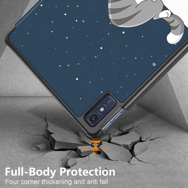 For Lenovo Tab M10 5G 10.6 3-folding Magnetic Buckle Coloured Drawing Leather Smart Tablet Case(Lazy Cat) - Lenovo by buy2fix | Online Shopping UK | buy2fix