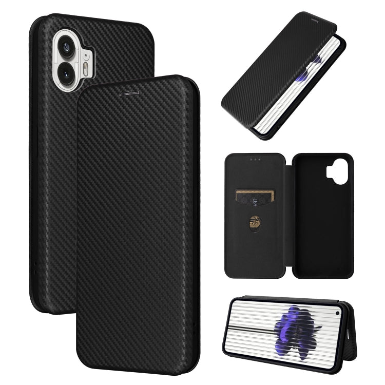 For Nothing Phone 2 Carbon Fiber Texture Flip Leather Phone Case(Black) - Nothing Cases by buy2fix | Online Shopping UK | buy2fix
