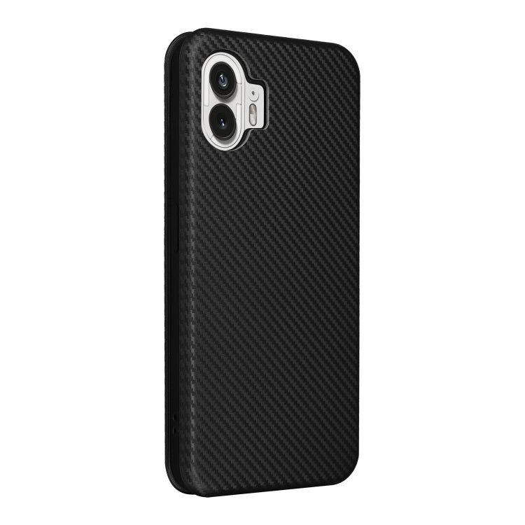 For Nothing Phone 2 Carbon Fiber Texture Flip Leather Phone Case(Black) - Nothing Cases by buy2fix | Online Shopping UK | buy2fix