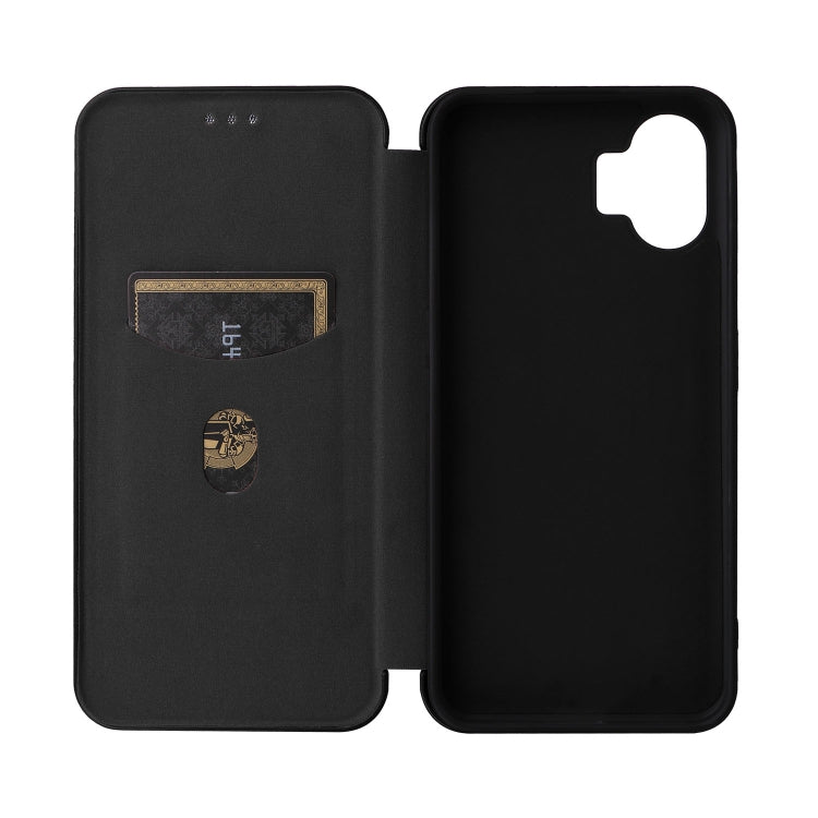 For Nothing Phone 2 Carbon Fiber Texture Flip Leather Phone Case(Black) - Nothing Cases by buy2fix | Online Shopping UK | buy2fix