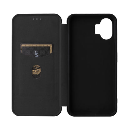 For Nothing Phone 2 Carbon Fiber Texture Flip Leather Phone Case(Black) - Nothing Cases by buy2fix | Online Shopping UK | buy2fix