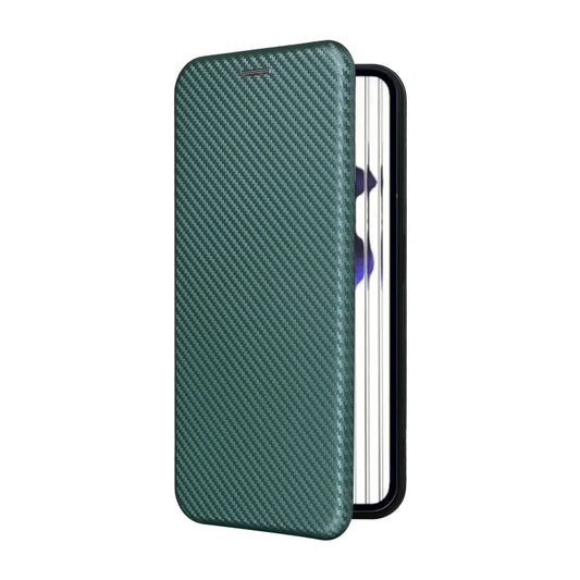 For Nothing Phone 2 Carbon Fiber Texture Flip Leather Phone Case(Green) - Nothing Cases by buy2fix | Online Shopping UK | buy2fix