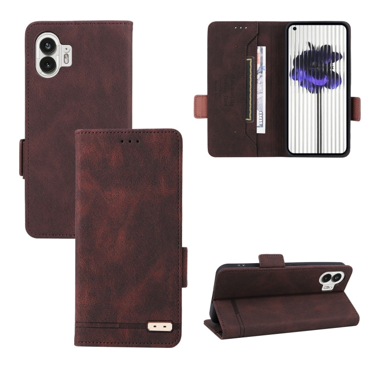 For Nothing Phone 2 Magnetic Clasp Leather Phone Case(Brown) - Nothing Cases by buy2fix | Online Shopping UK | buy2fix