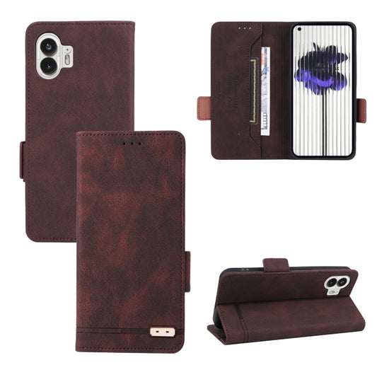 For Nothing Phone 2 Magnetic Clasp Leather Phone Case(Brown) - Nothing Cases by buy2fix | Online Shopping UK | buy2fix