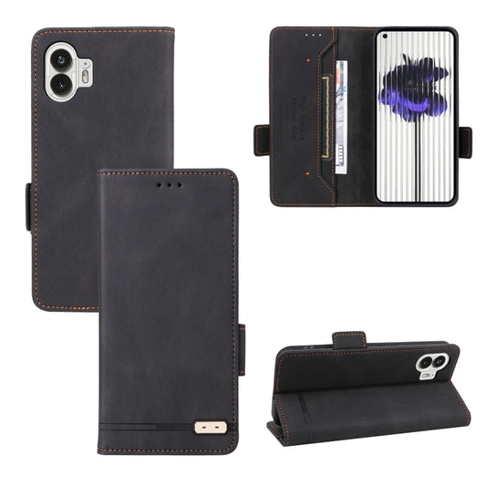 For Nothing Phone 2 Magnetic Clasp Leather Phone Case(Black) - Nothing Cases by buy2fix | Online Shopping UK | buy2fix