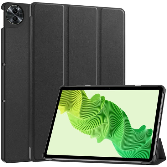 For Realme Pad 2 3-folding Leather Smart Tablet Case(Black) - Realme by buy2fix | Online Shopping UK | buy2fix