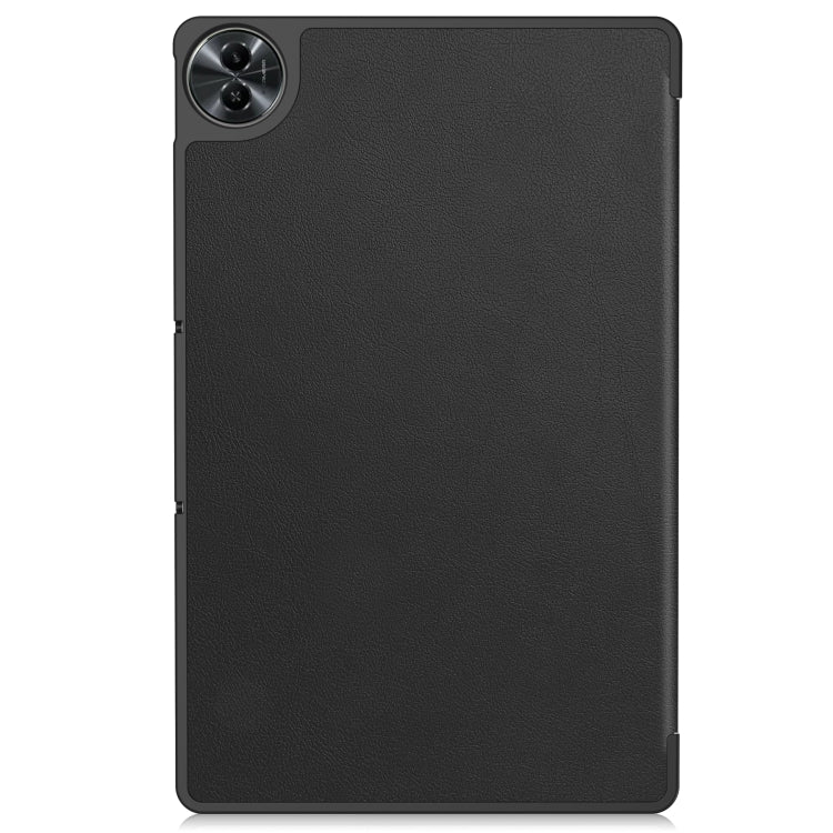For Realme Pad 2 3-folding Leather Smart Tablet Case(Black) - Realme by buy2fix | Online Shopping UK | buy2fix